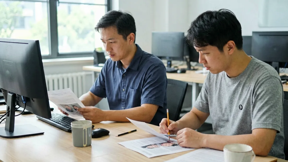 爱妻艺团队成员在安静的工作室内分别处理读者来信和内容审核工作